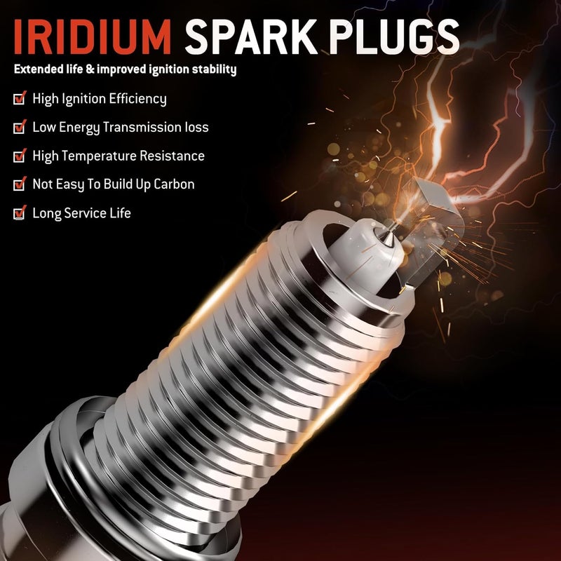 HYR Set of 4 Ignition Coil Pack and Iridium Spark Plugs Fit for 2.4L 2013-2021 Jeep Cherokee Compass Renegade Chrysler 200 Dodge Dart Fiat 500X Ram ProMaster City L4 Replaces UF751 - Image 5